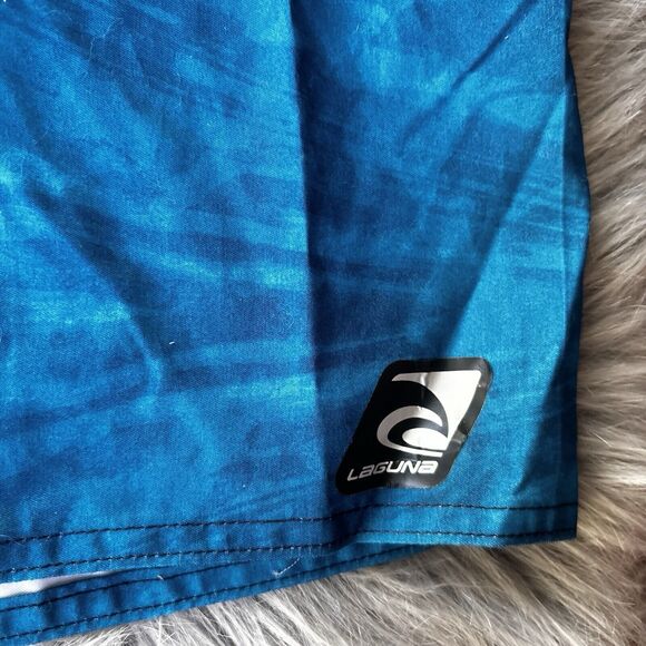 Laguna Shorts Sz XL Blue Yellow Mesh Lined Swimming Trunks Beach Pool Swim - Picture 2 of 9